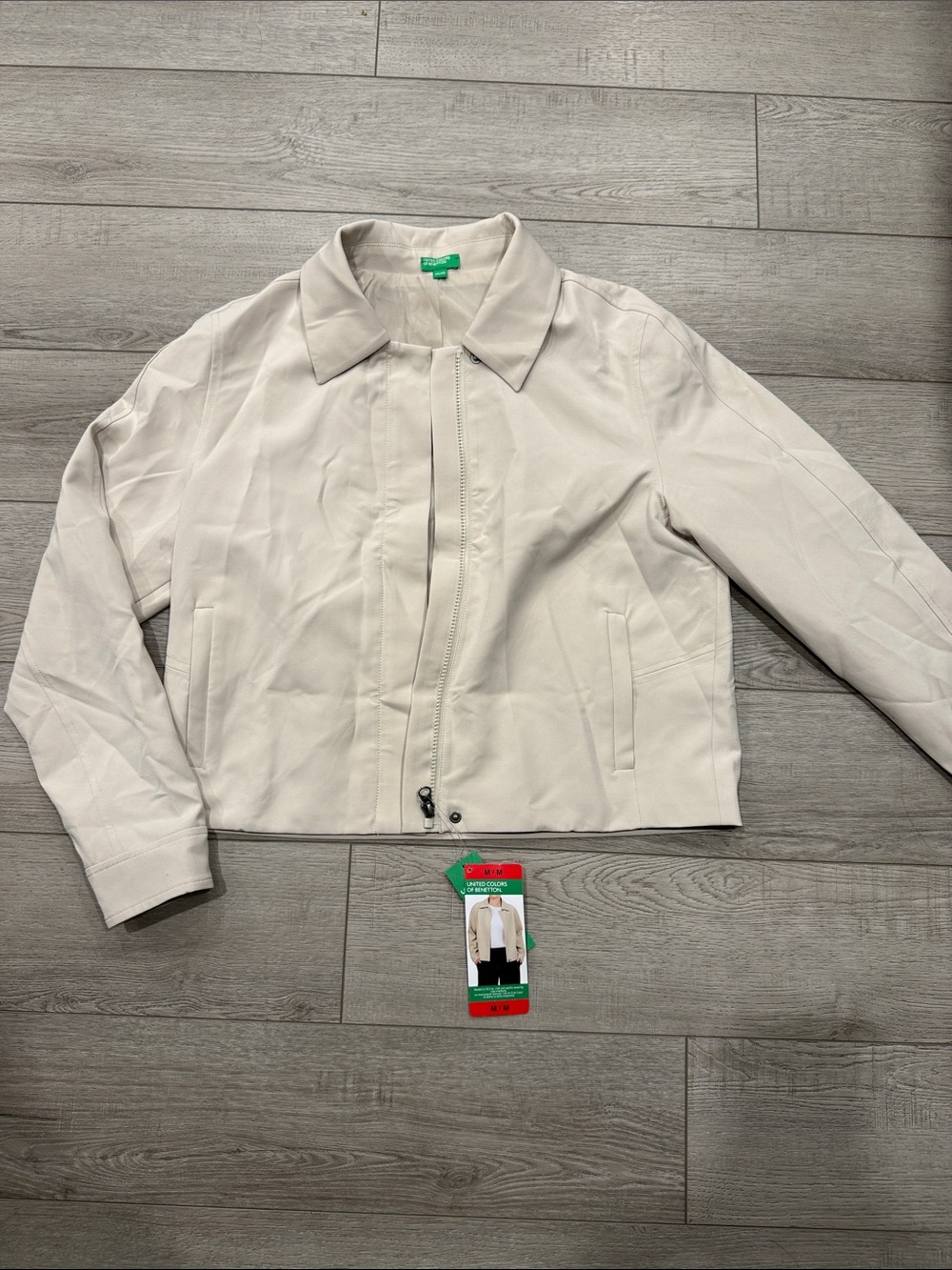 Cream Cropped Collared Jacket
